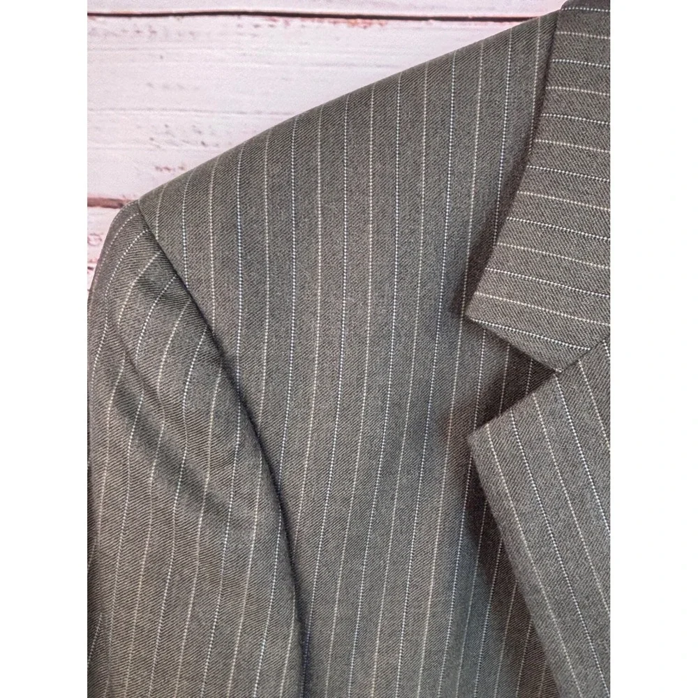 Jos A Bank Mens 44L Grey Pinstripe 100% Wool 2-Button‎ Blazer Sport Coat Jacket
